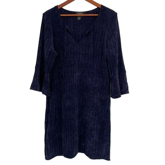 Papillon 3/4 Bell Sleeve Sweater Dress Navy Blue Size XL - Picture 1 of 10